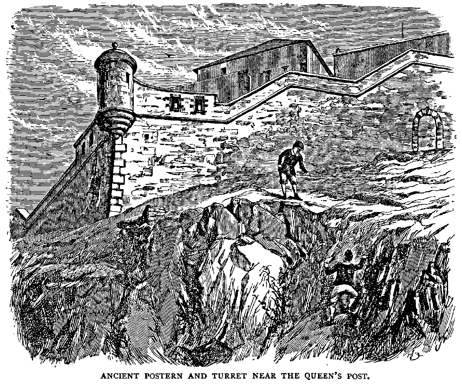 ANCIENT POSTERN AND TURRET NEAR THE QUEEN’S POST.