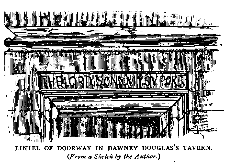 LINTEL OF DOORWAY IN DAWNEY DOUGLAS’S TAVERN.