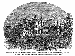 HOLYROOD PALACE, THE REGENT MORAY’S HOUSE (ADJOINING THE PALACE, ON THE NORTH), THE ROYAL
GARDENS, AND ANCIENT HOROLOGE.