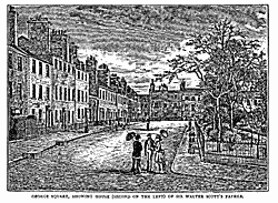 GEORGE SQUARE, SHOWING HOUSE (SECOND ON THE LEFT) OF SIR WALTER SCOTT’S FATHER