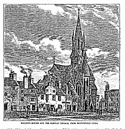 WRIGHT’S HOUSES AND THE BARCLAY CHURCH, FROM BRUNTSFIELD LINKS.